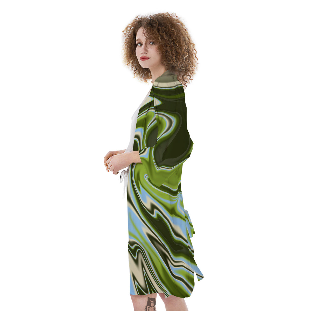 Acid Melt Green Print Kimono-grizzshop