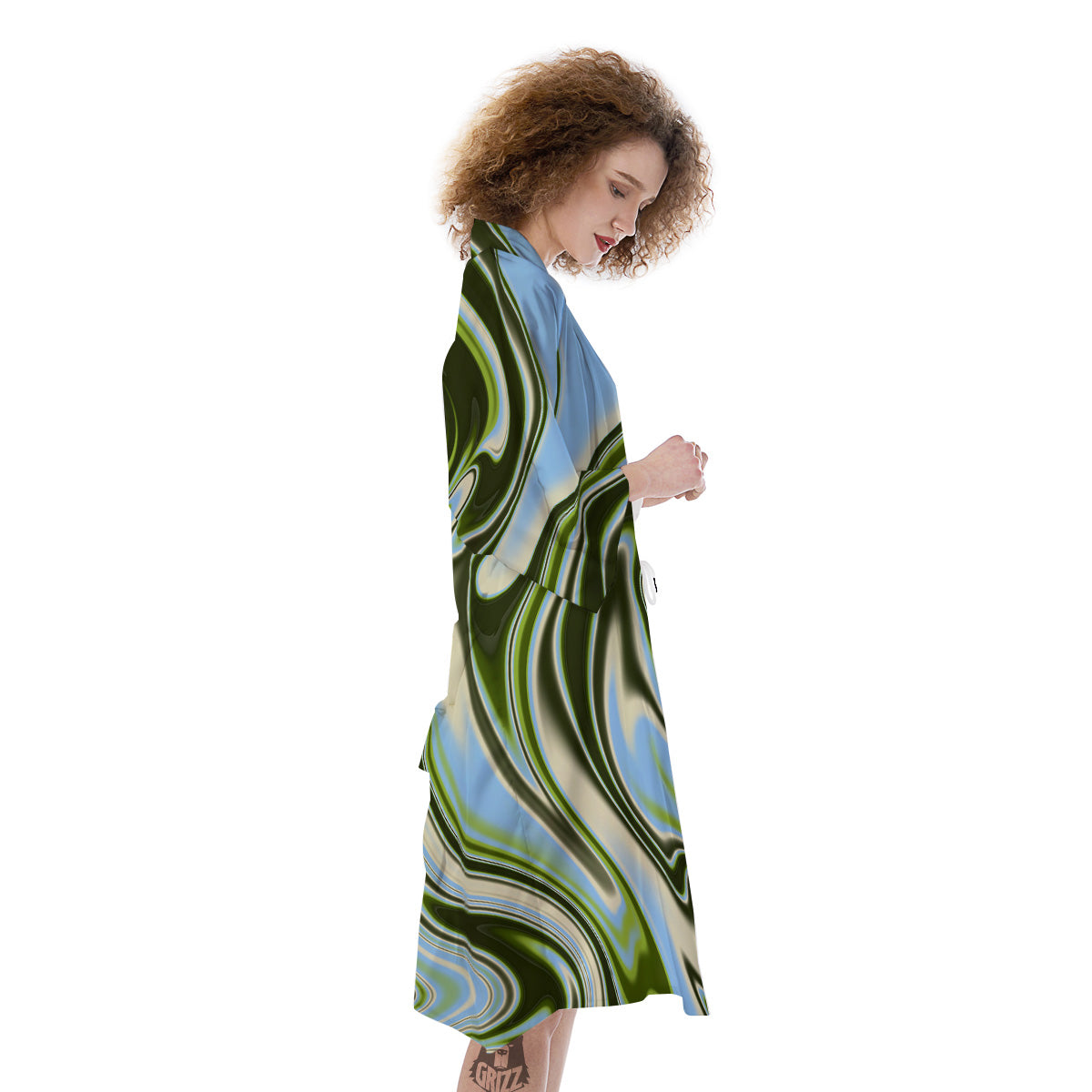 Acid Melt Green Print Kimono-grizzshop