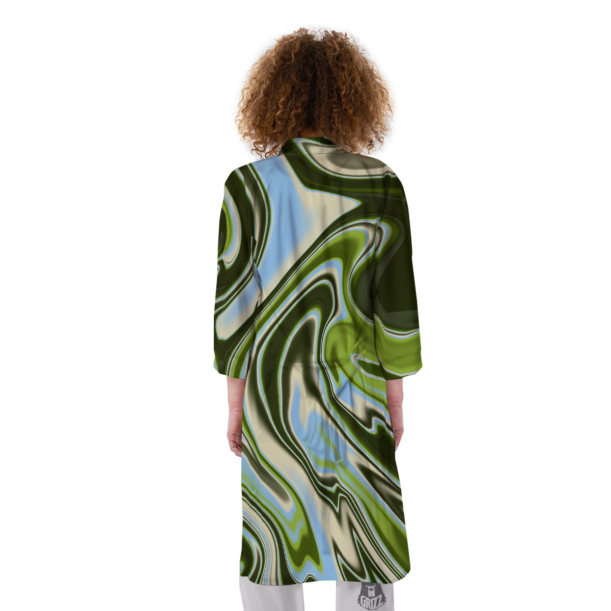 Acid Melt Green Print Kimono-grizzshop
