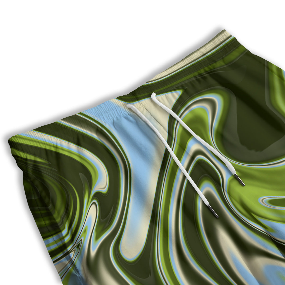 Acid Melt Green Print Men's Athletic Shorts