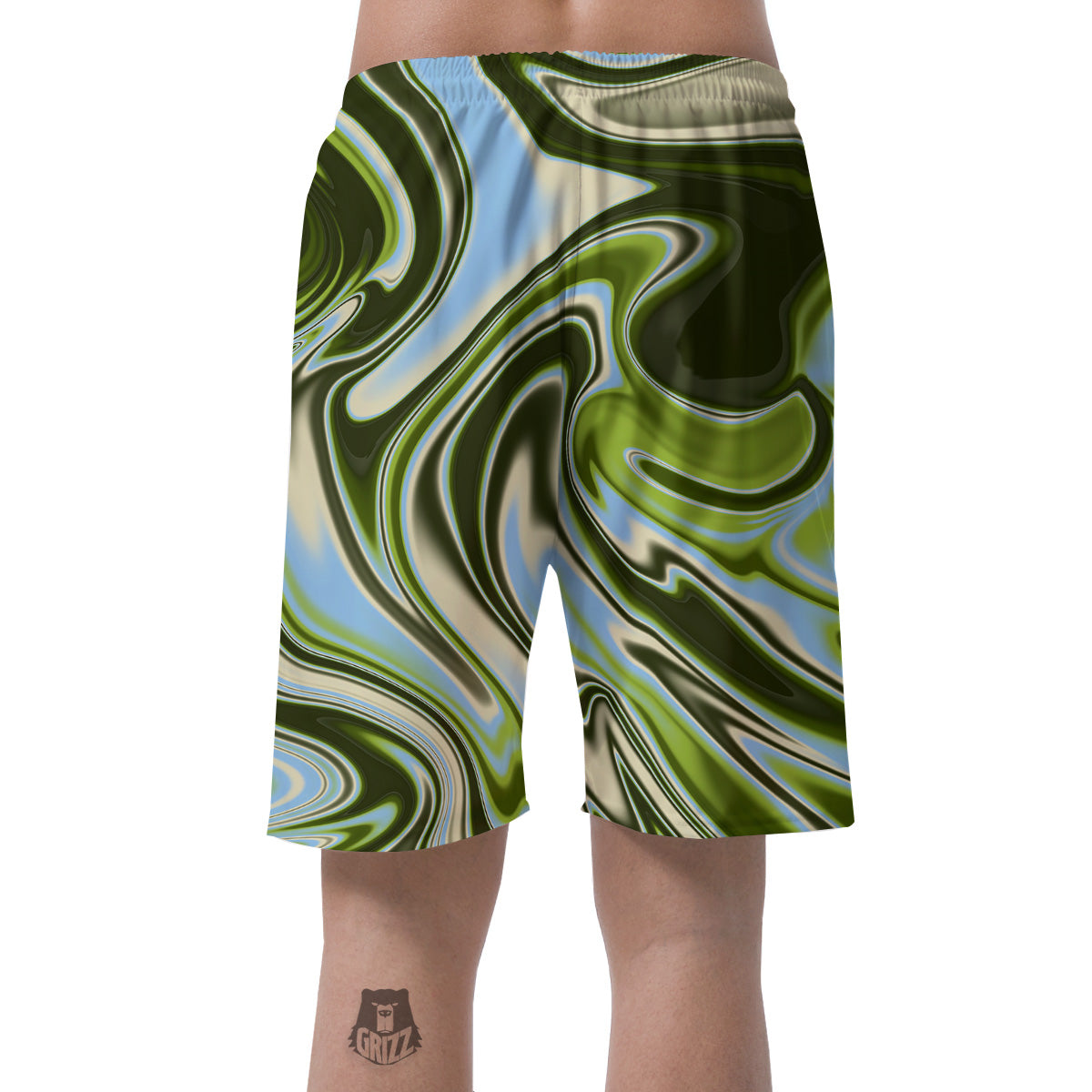 Acid Melt Green Print Men's Shorts-grizzshop
