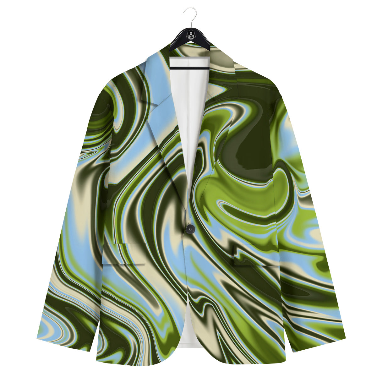 Acid Melt Green Print Men's Sport Coat-grizzshop