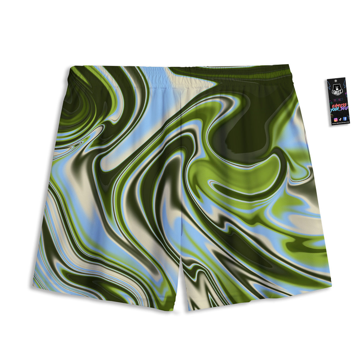African Ethnic Green Print Mesh Shorts