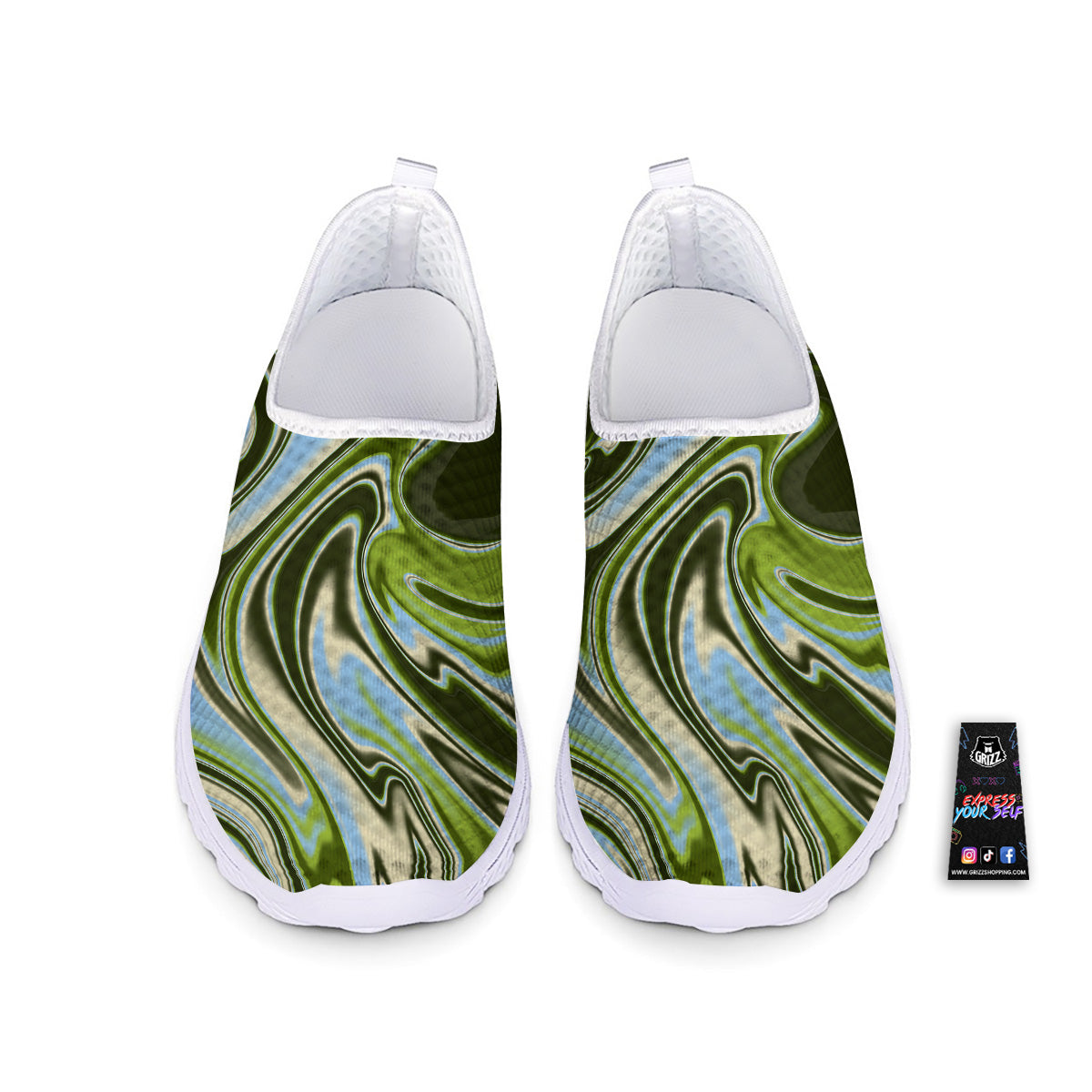 Acid Melt Green Print Nurse Shoes-grizzshop