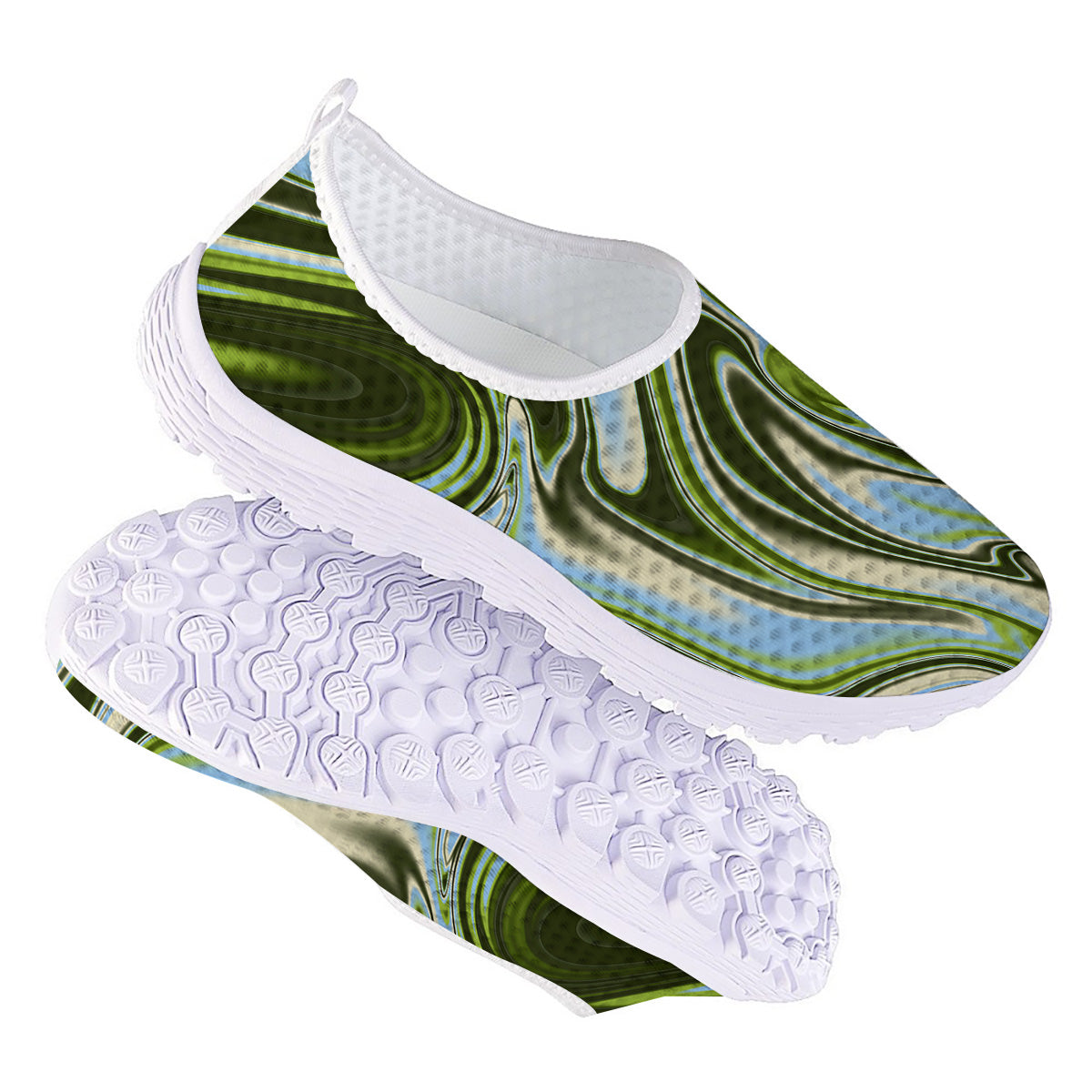 Acid Melt Green Print Nurse Shoes-grizzshop