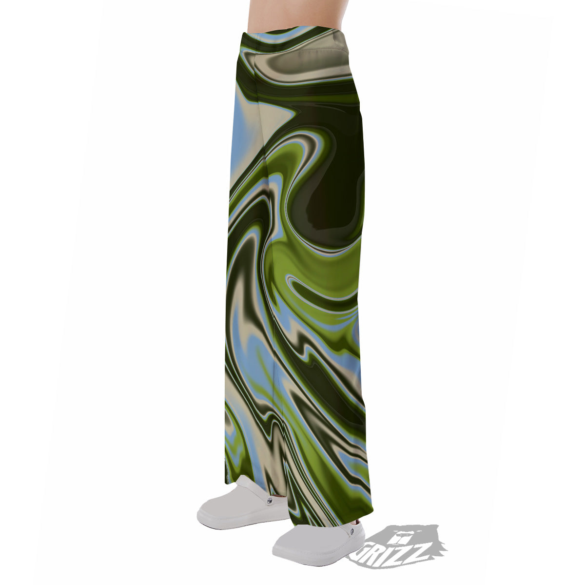 Acid Melt Green Print Pajama Pants-grizzshop