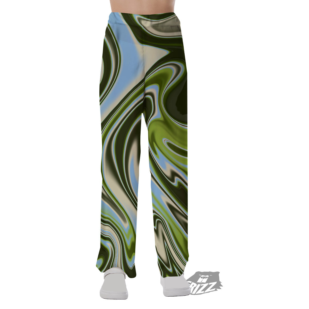 Acid Melt Green Print Pajama Pants-grizzshop