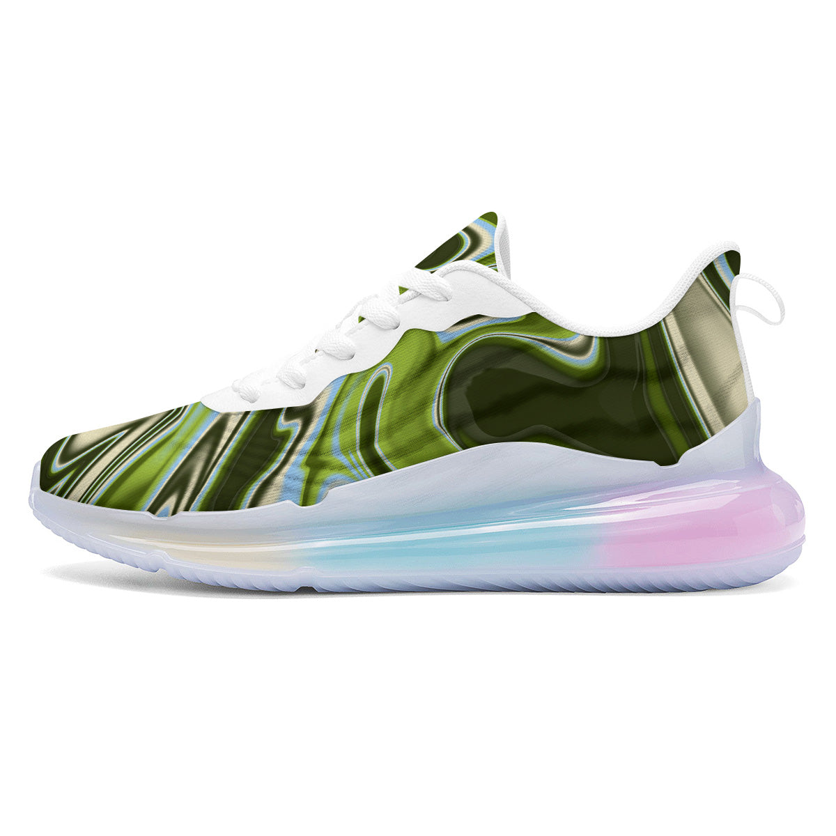 Acid Melt Green Print Running Sneakers-grizzshop