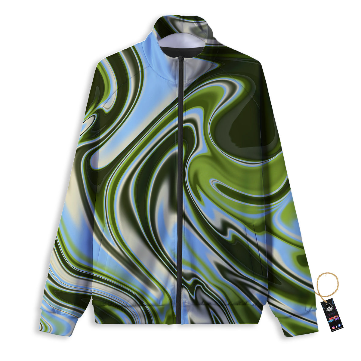 Acid Melt Green Print Track Jacket-grizzshop