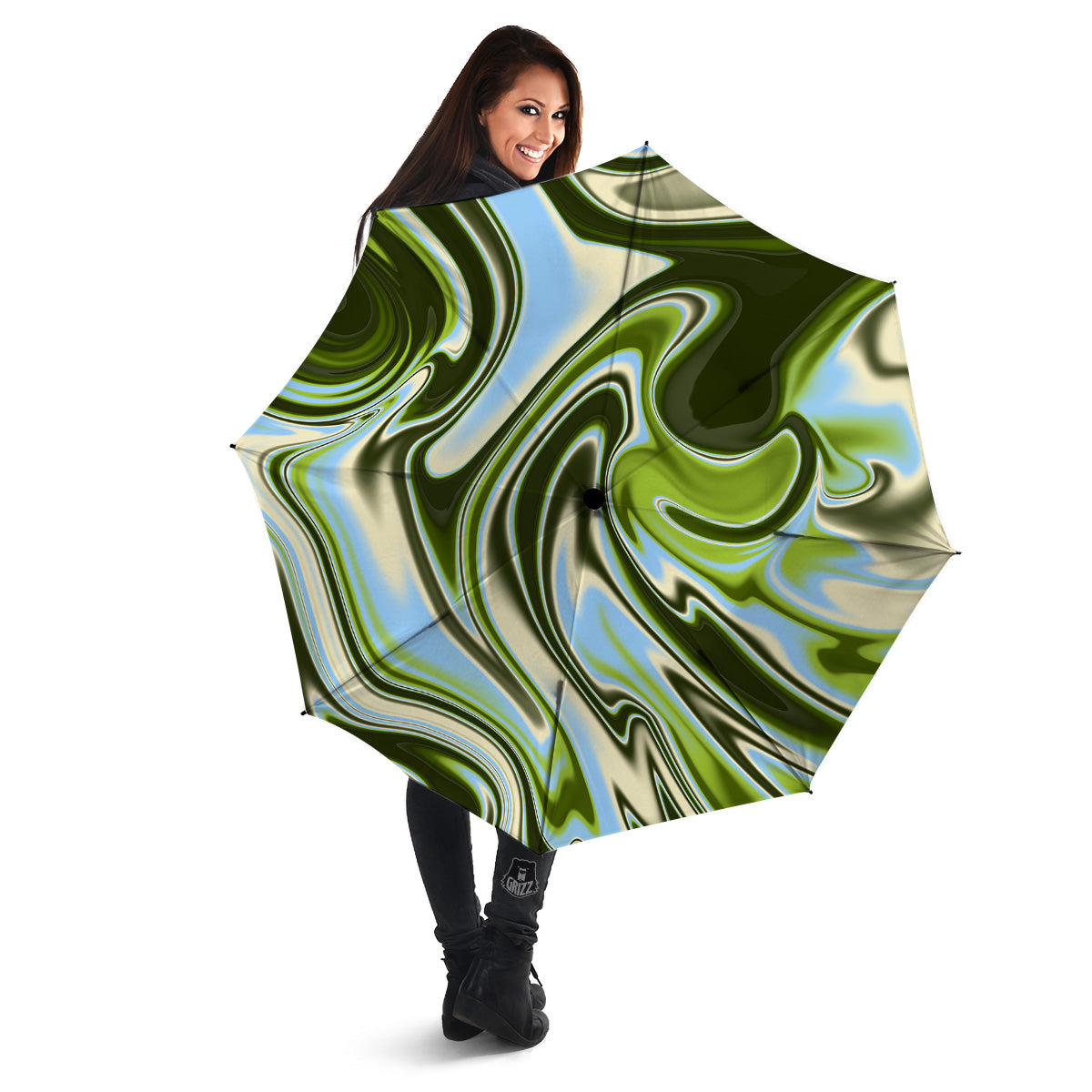 Acid Melt Green Print Umbrella-grizzshop