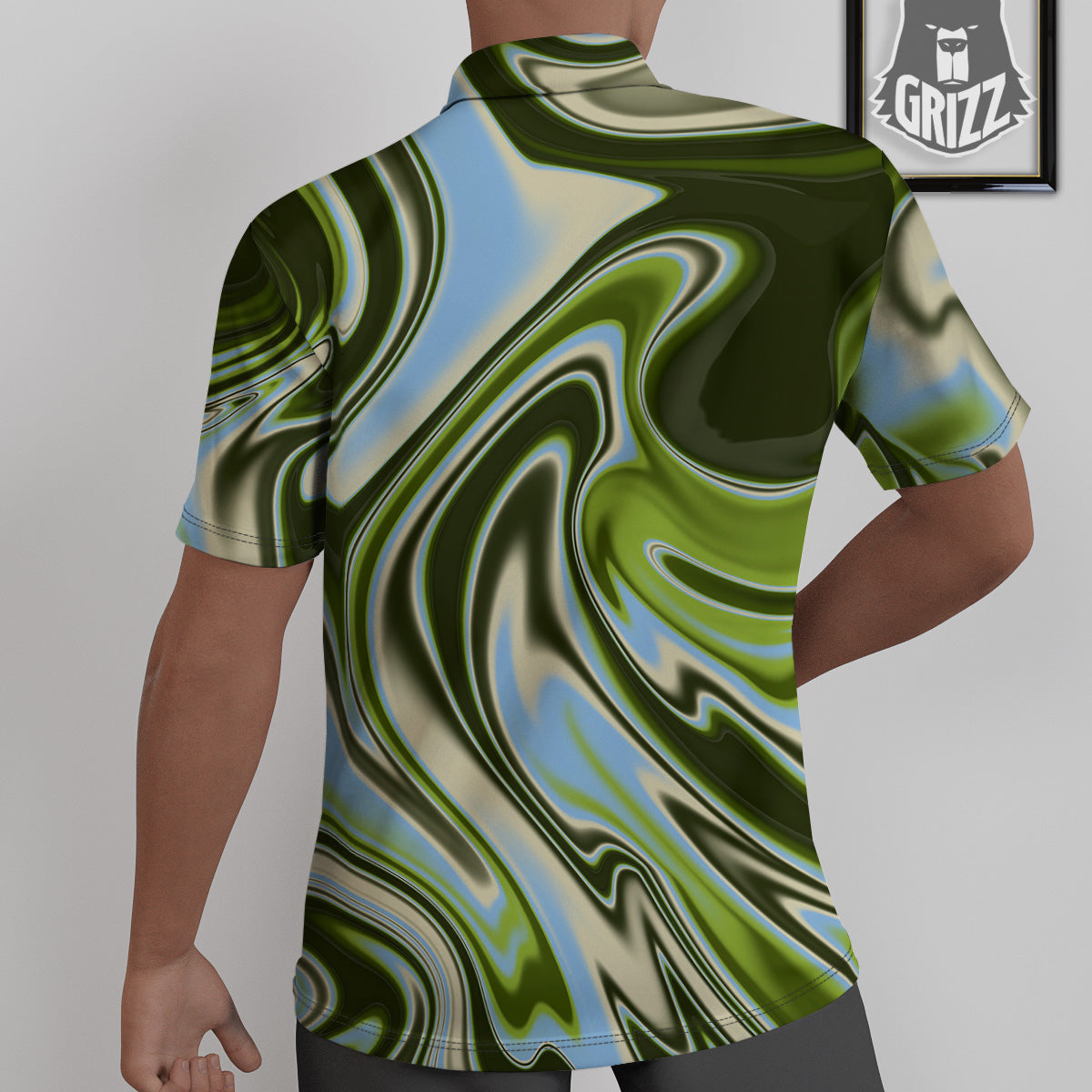Acid Melt Green Print Untucked Shirts-grizzshop