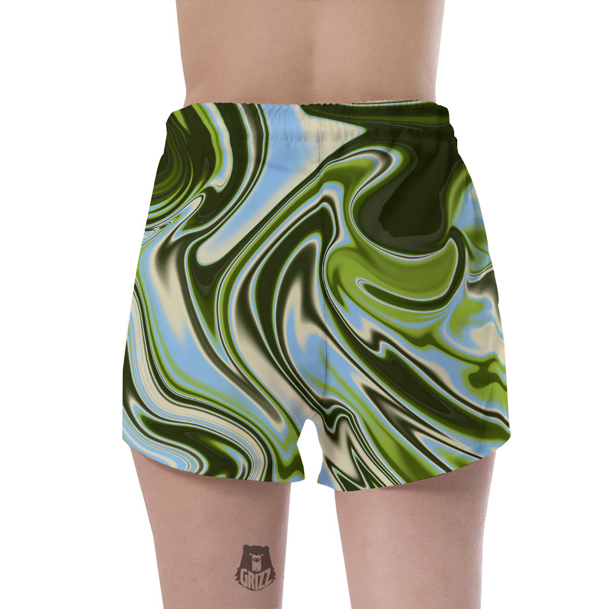 Acid Melt Green Print Women's Shorts-grizzshop