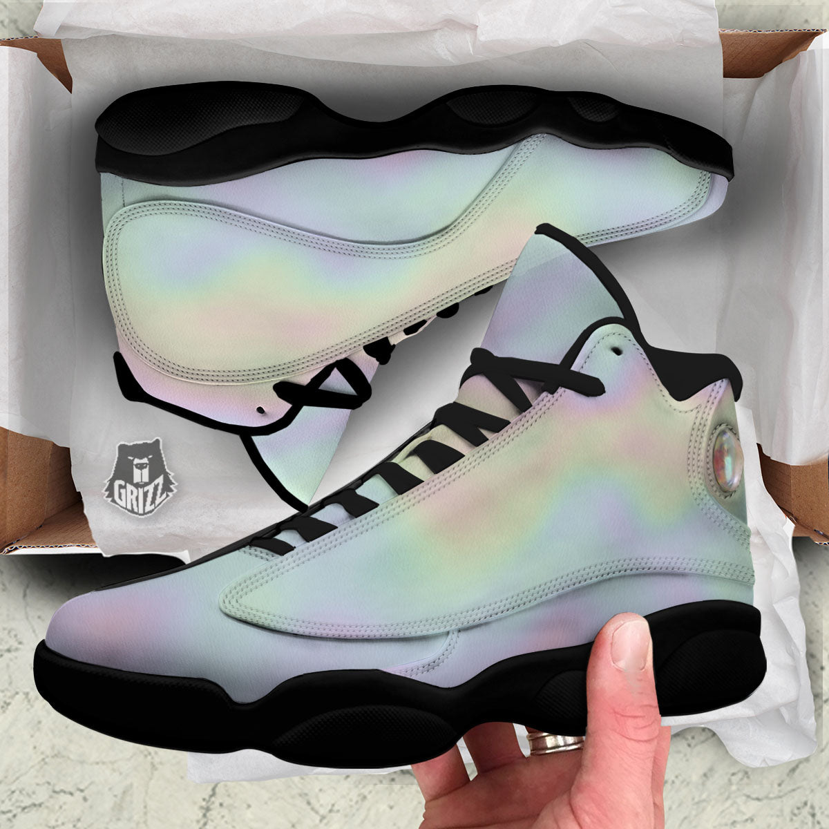 Acid Melt Pastel Print Black Basketball Shoes-grizzshop