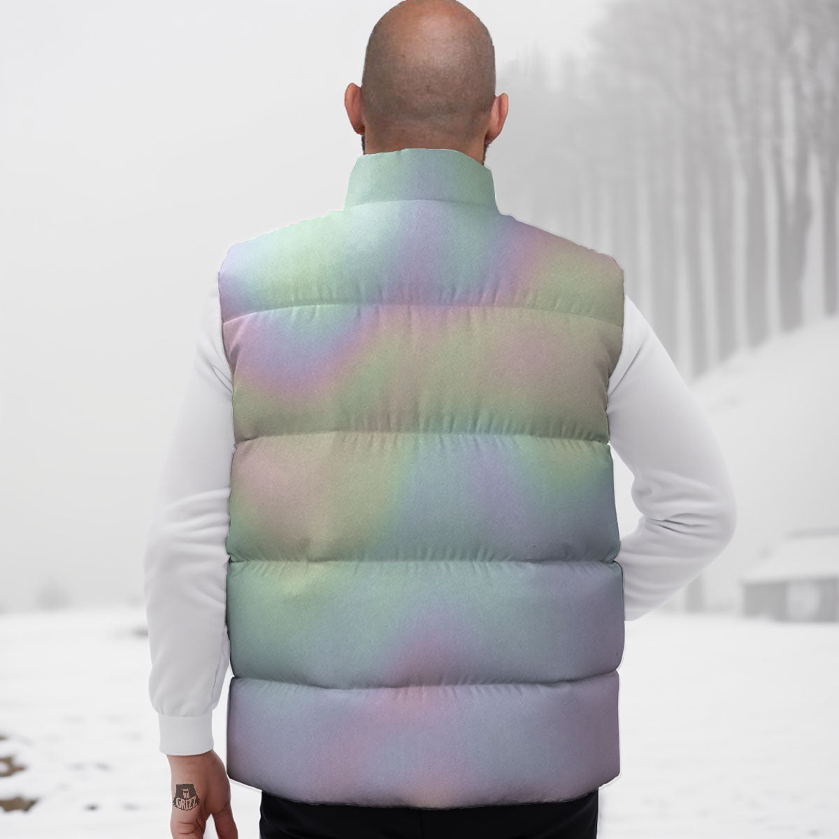 Acid Melt Pastel Print Down Vest