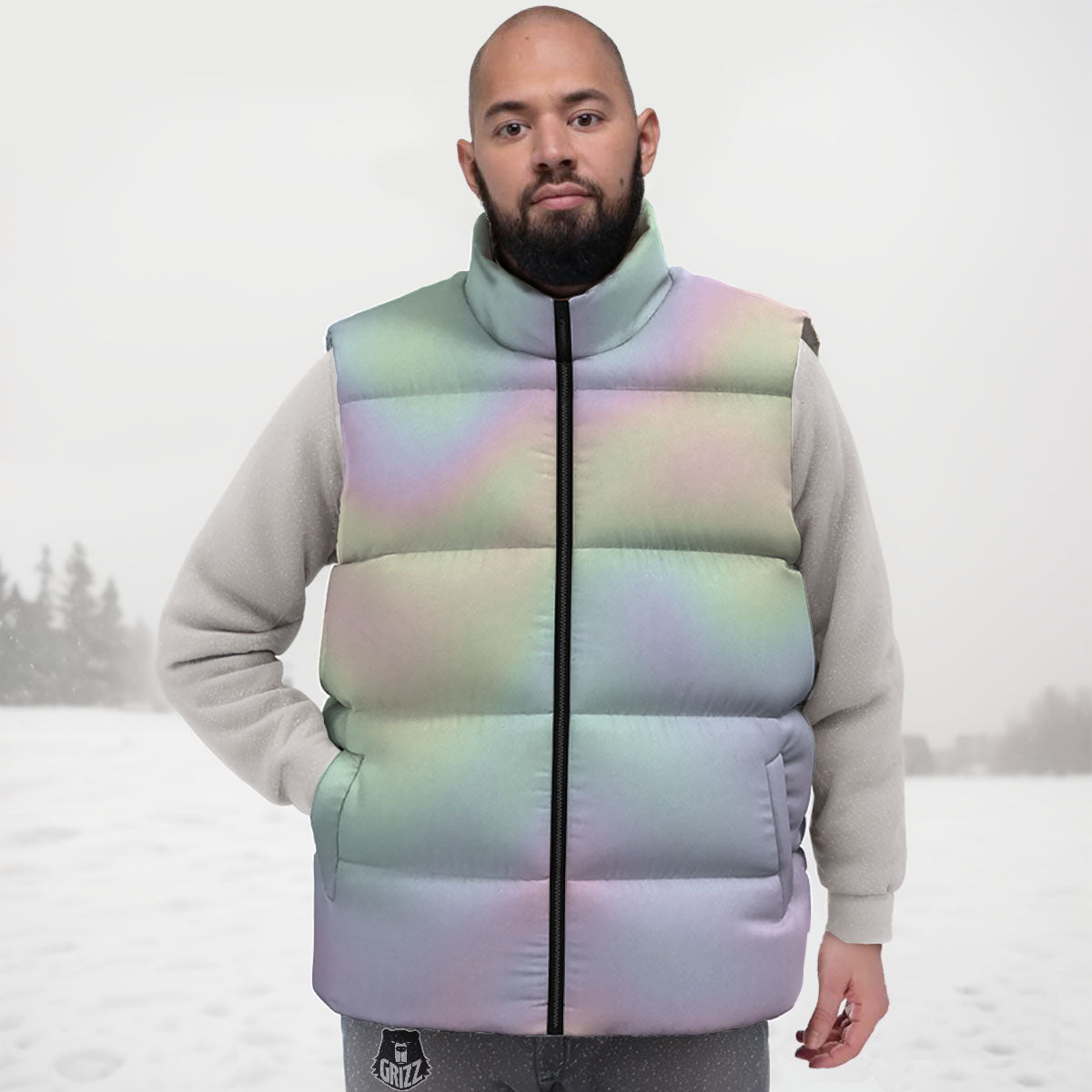 Acid Melt Pastel Print Down Vest
