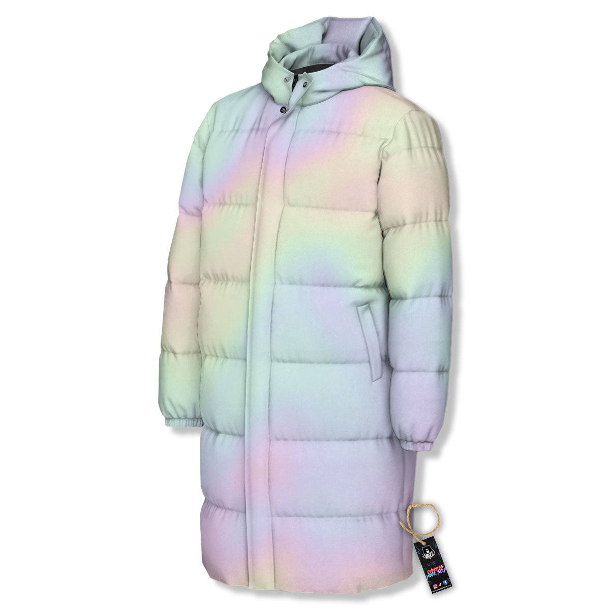 Acid Melt Pastel Print Long Down Jacket-grizzshop