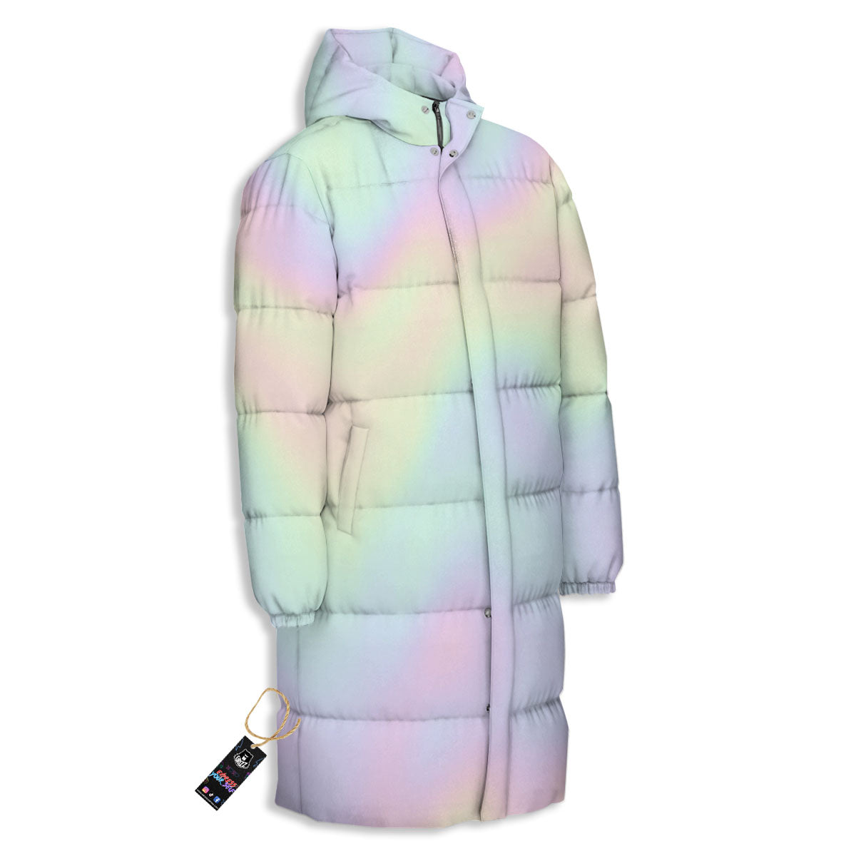 Acid Melt Pastel Print Long Down Jacket-grizzshop