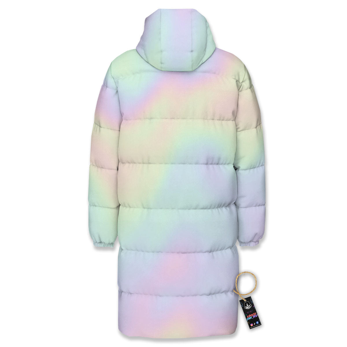 Acid Melt Pastel Print Long Down Jacket-grizzshop
