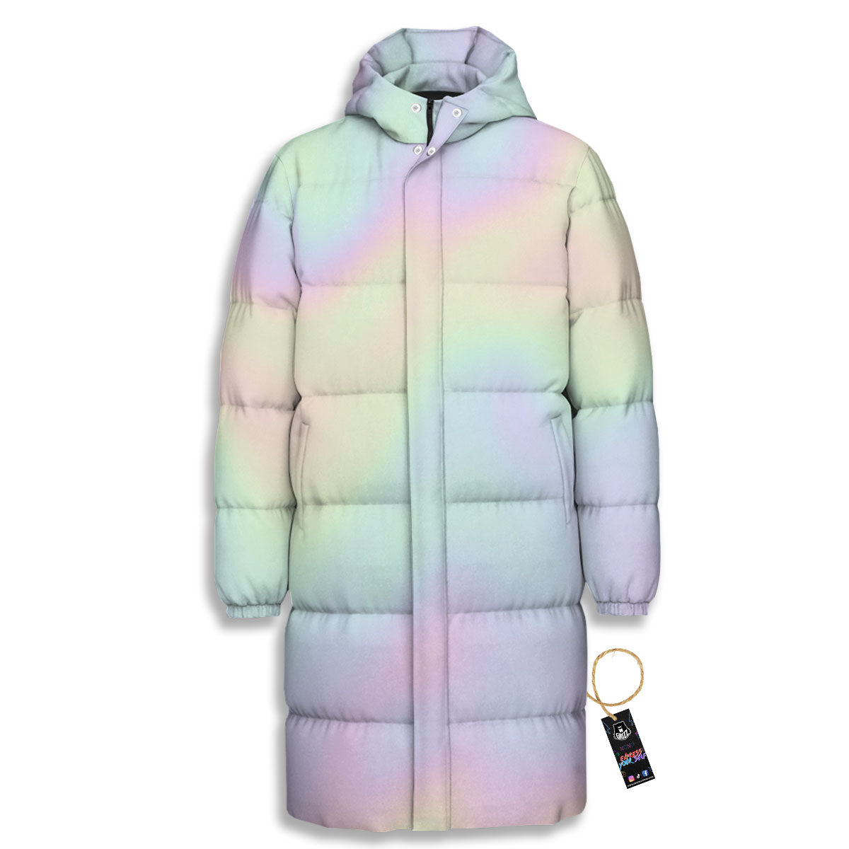 Acid Melt Pastel Print Long Down Jacket-grizzshop