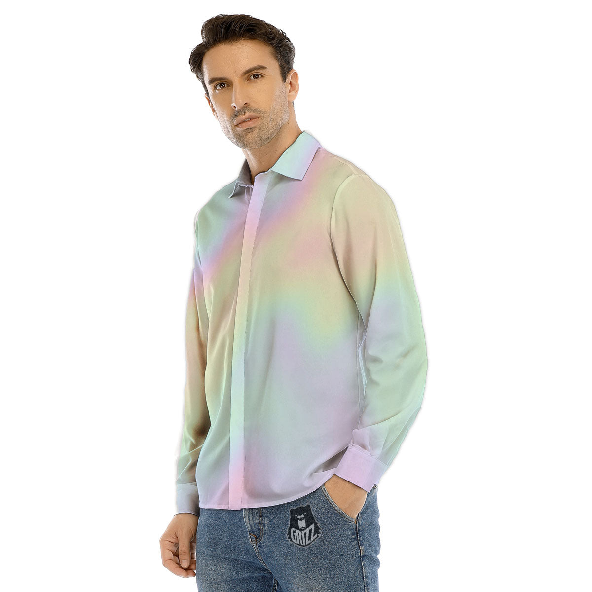 Acid Melt Pastel Print Men's Dress Shirts-grizzshop