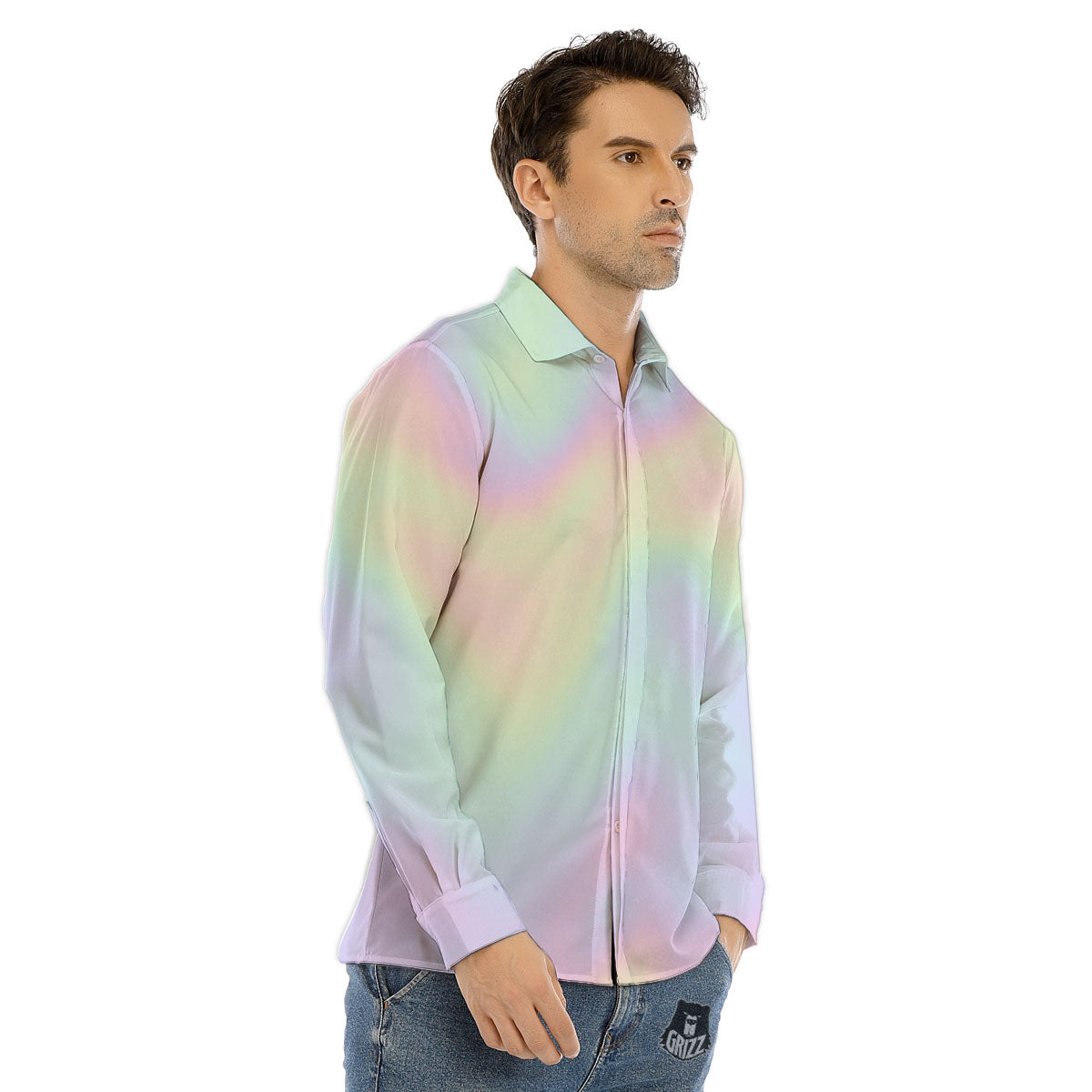 Acid Melt Pastel Print Men's Dress Shirts-grizzshop