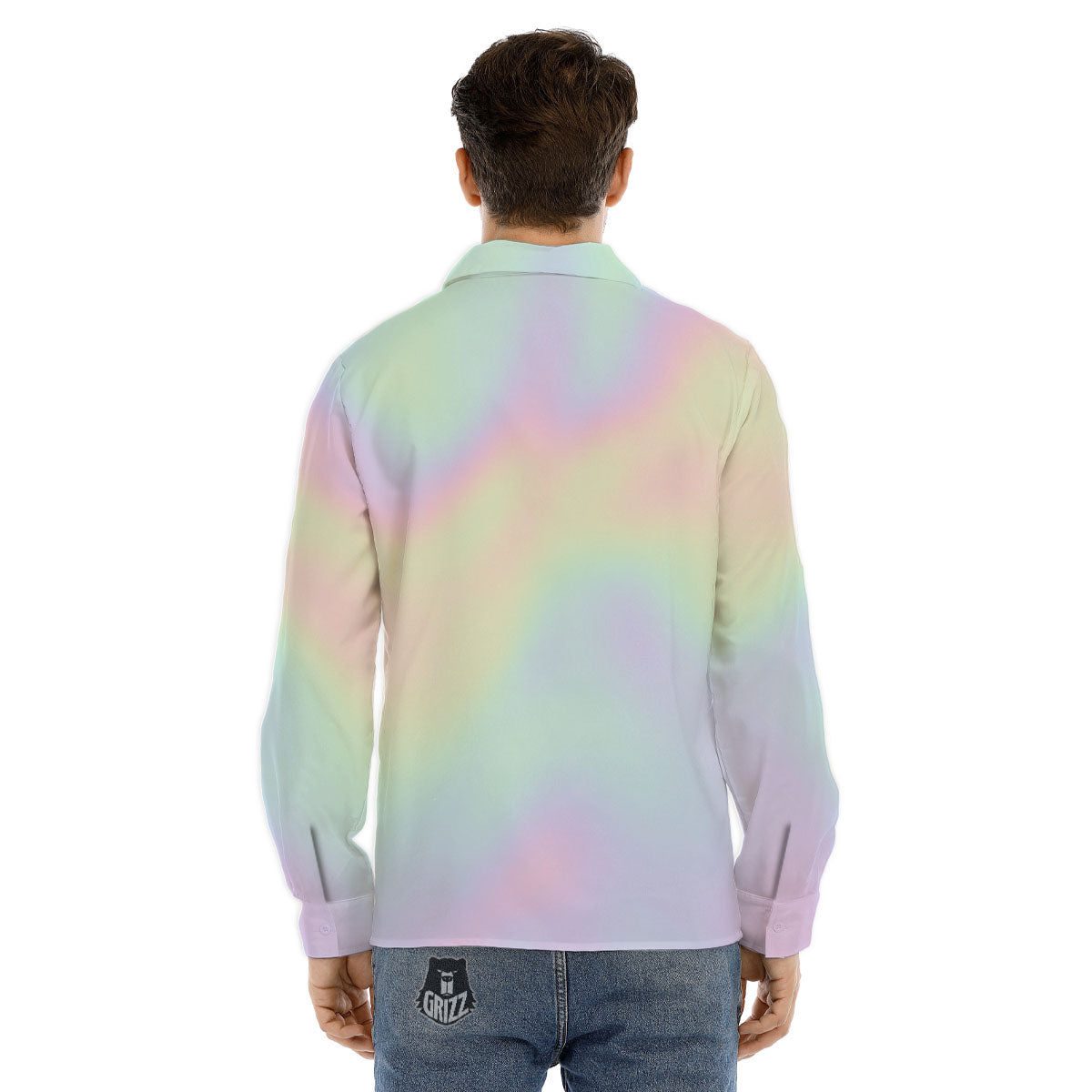 Acid Melt Pastel Print Men's Dress Shirts-grizzshop