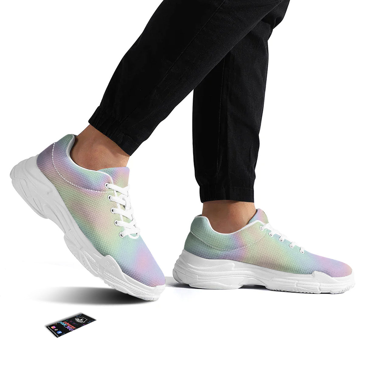 Acid Melt Pastel Print White Chunky Shoes-grizzshop