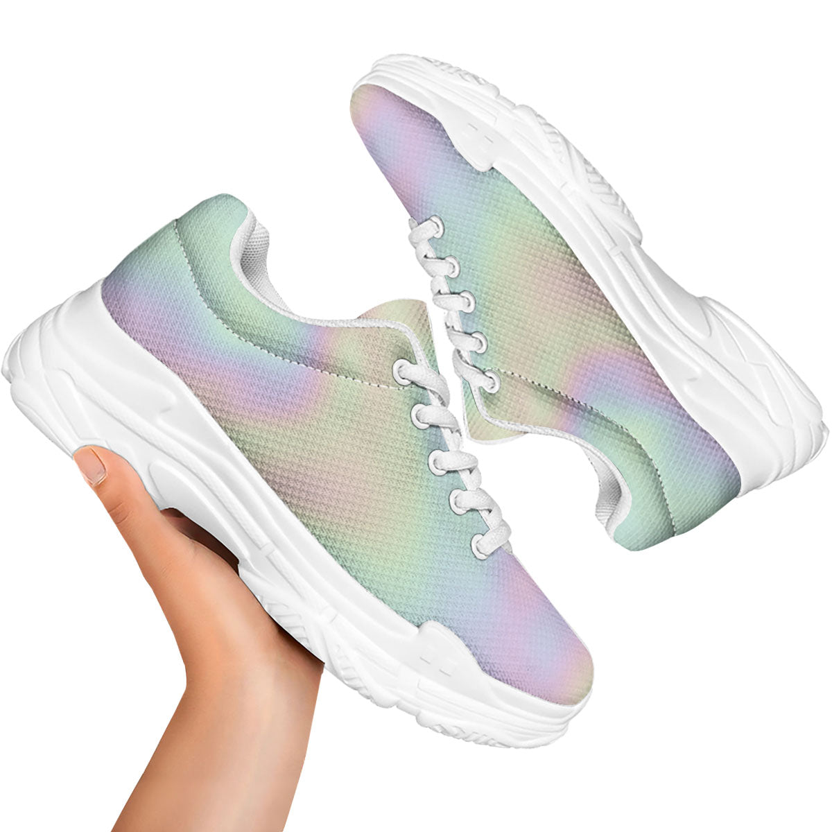 Acid Melt Pastel Print White Chunky Shoes-grizzshop