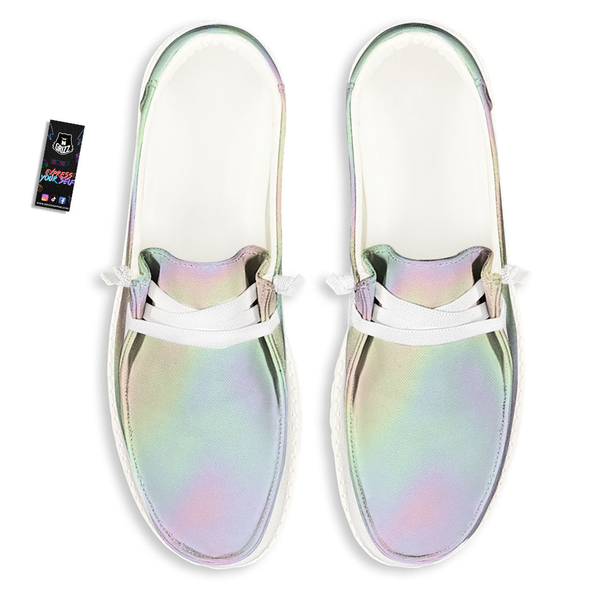 Acid Melt Pastel Print White Loafers-grizzshop