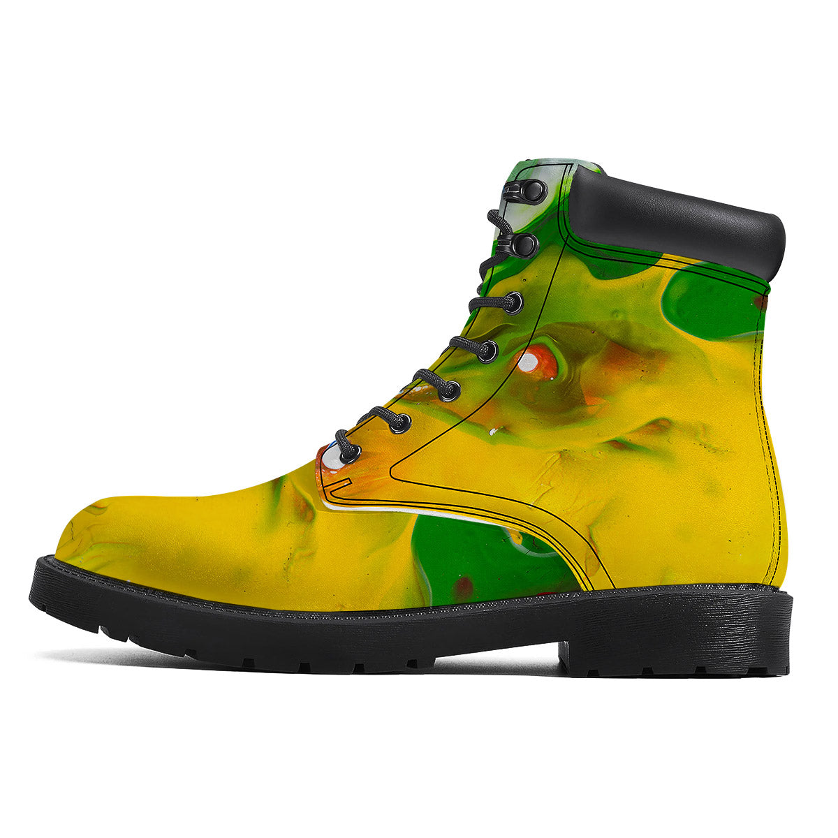 Acid Melt Yellow And Green Print Boots-grizzshop