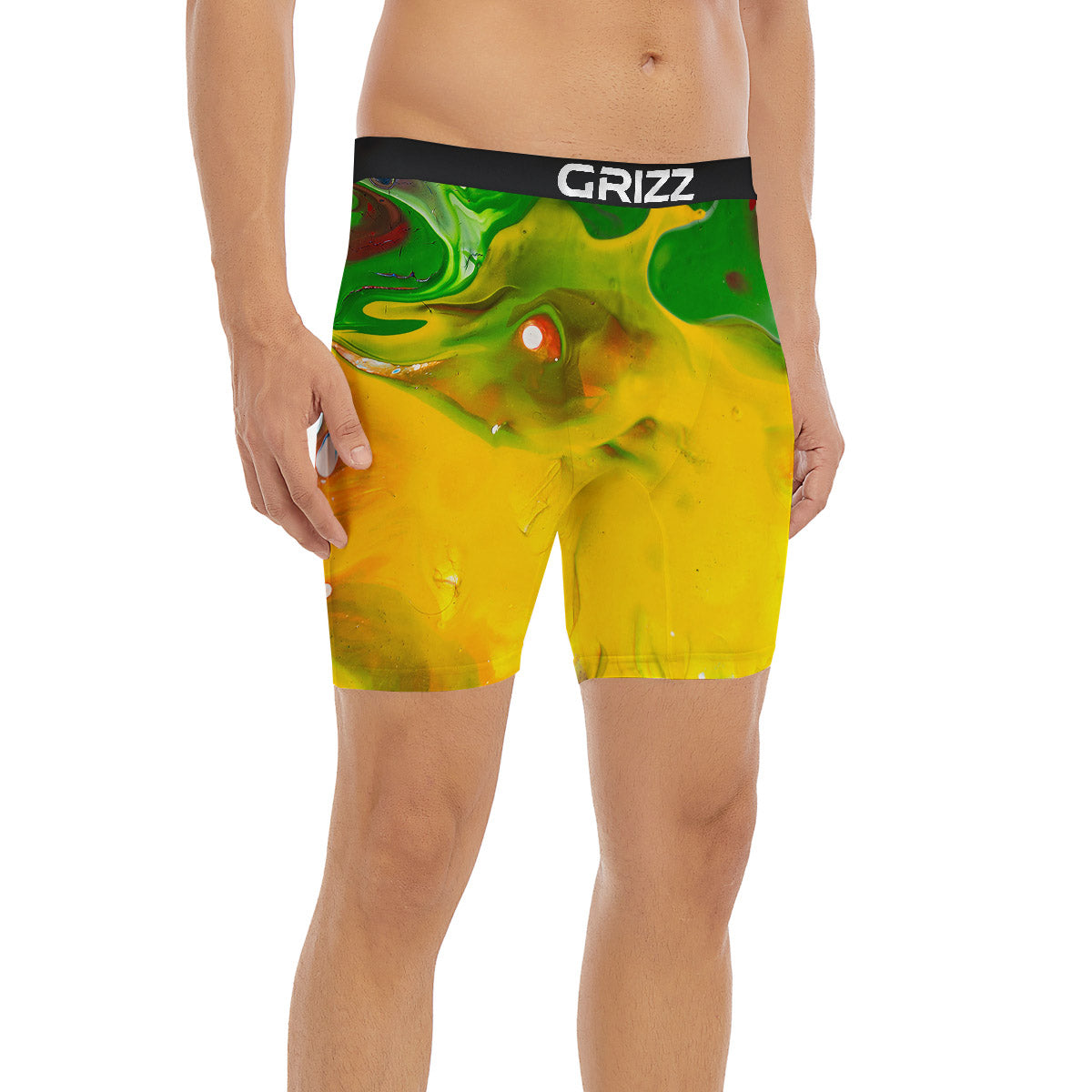 Acid Melt Yellow And Green Print Boxer Briefs-grizzshop