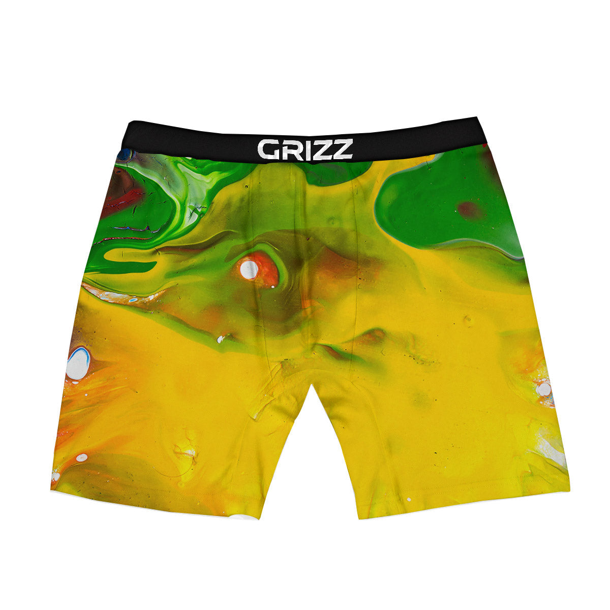 Acid Melt Yellow And Green Print Boxer Briefs-grizzshop