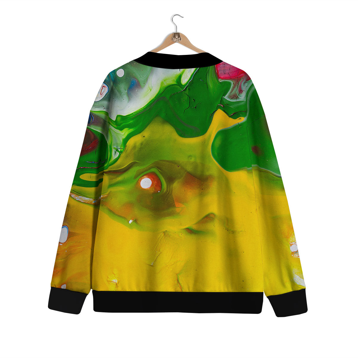 Acid Melt Yellow And Green Print Cardigan-grizzshop