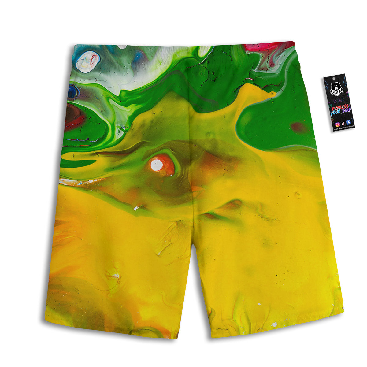Acid Melt Yellow And Green Print Men's Athletic Shorts