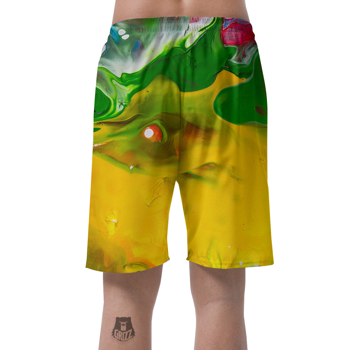 Acid Melt Yellow And Green Print Men's Shorts-grizzshop