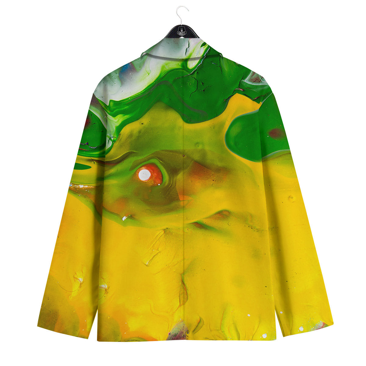 Acid Melt Yellow And Green Print Men's Sport Coat-grizzshop