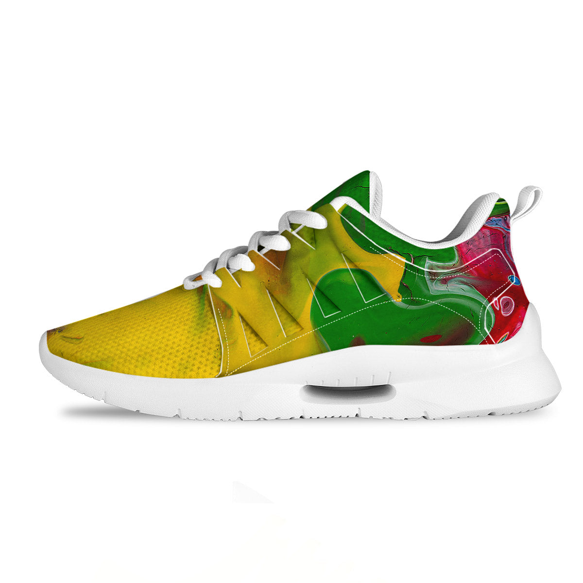 Acid Melt Yellow And Green Print Tennis Shoes-grizzshop