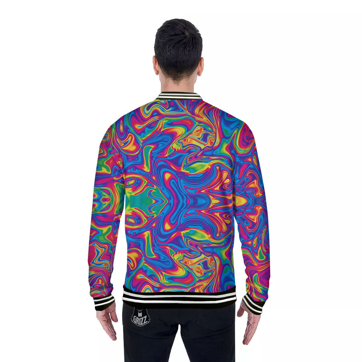 Acid Psychedelic Print Pattern Baseball Jacket-grizzshop