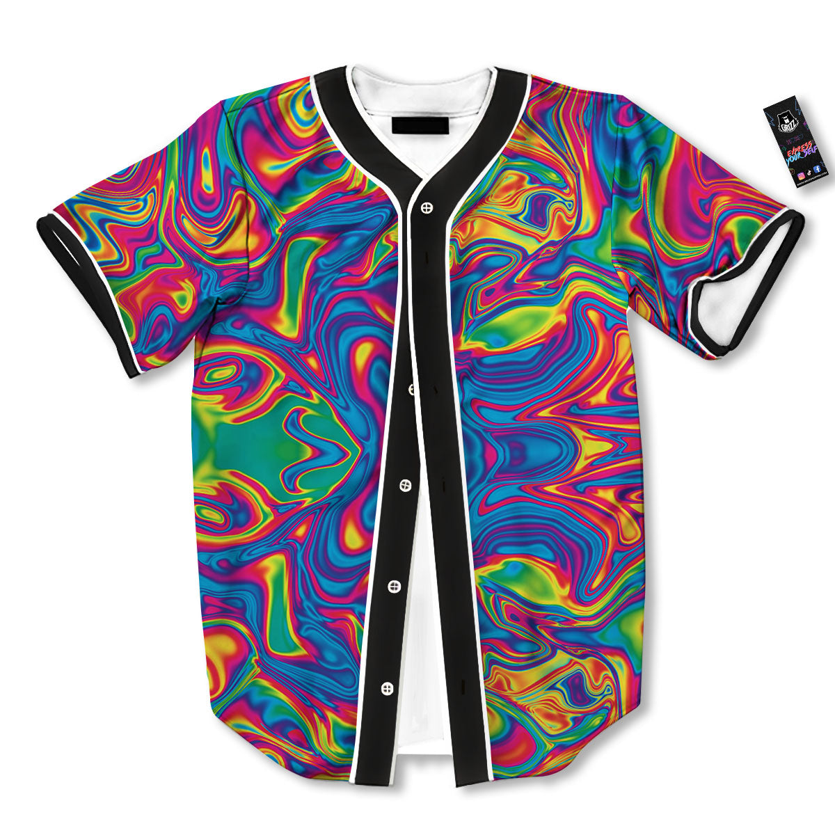 Acid Psychedelic Print Pattern Baseball Jersey-grizzshop