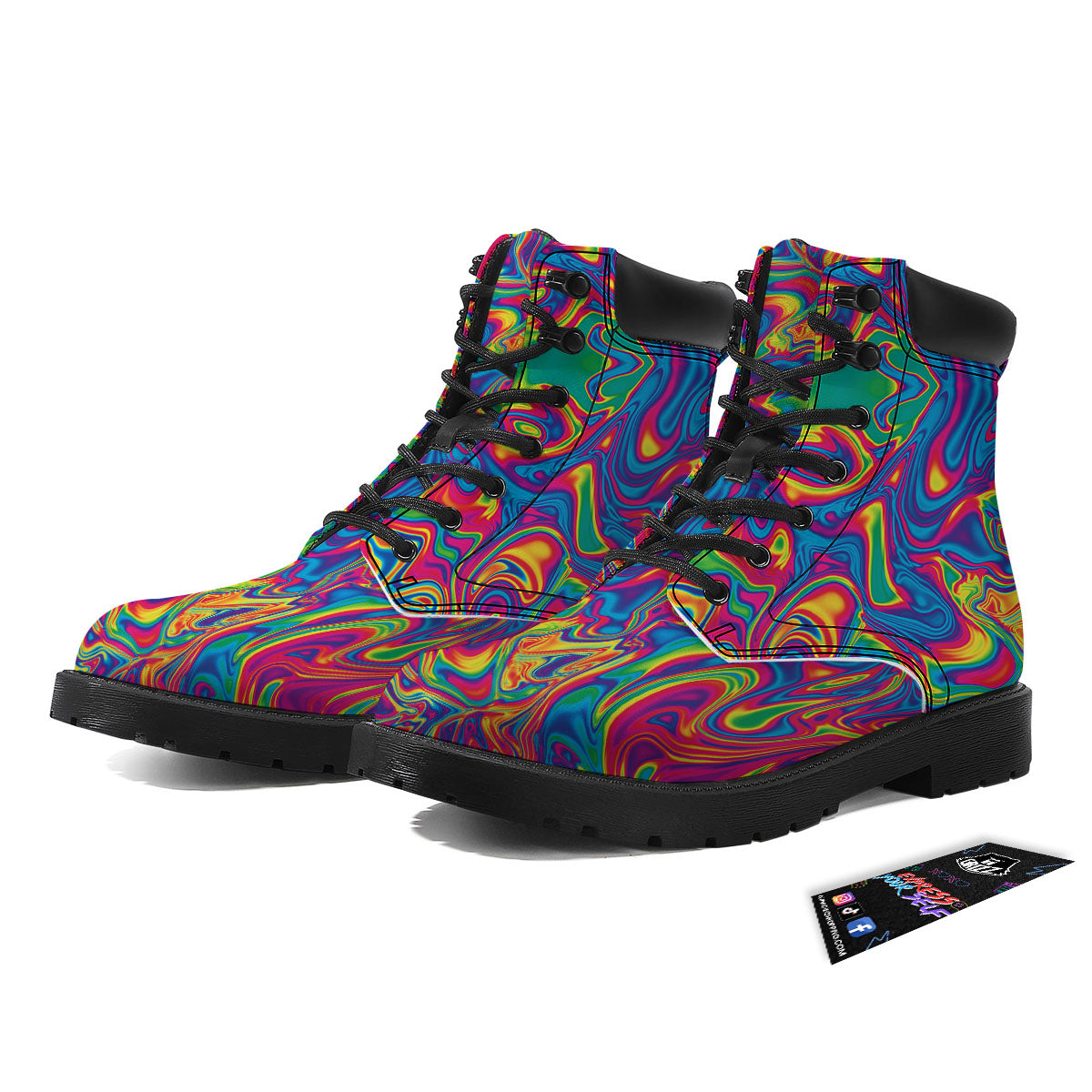 Acid Psychedelic Print Pattern Boots-grizzshop