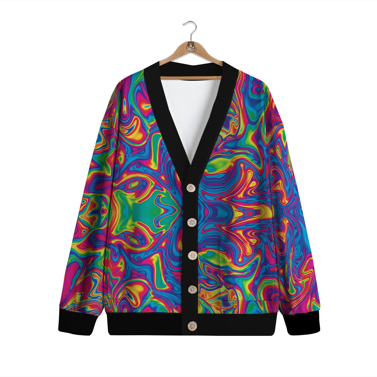 Acid Psychedelic Print Pattern Cardigan-grizzshop