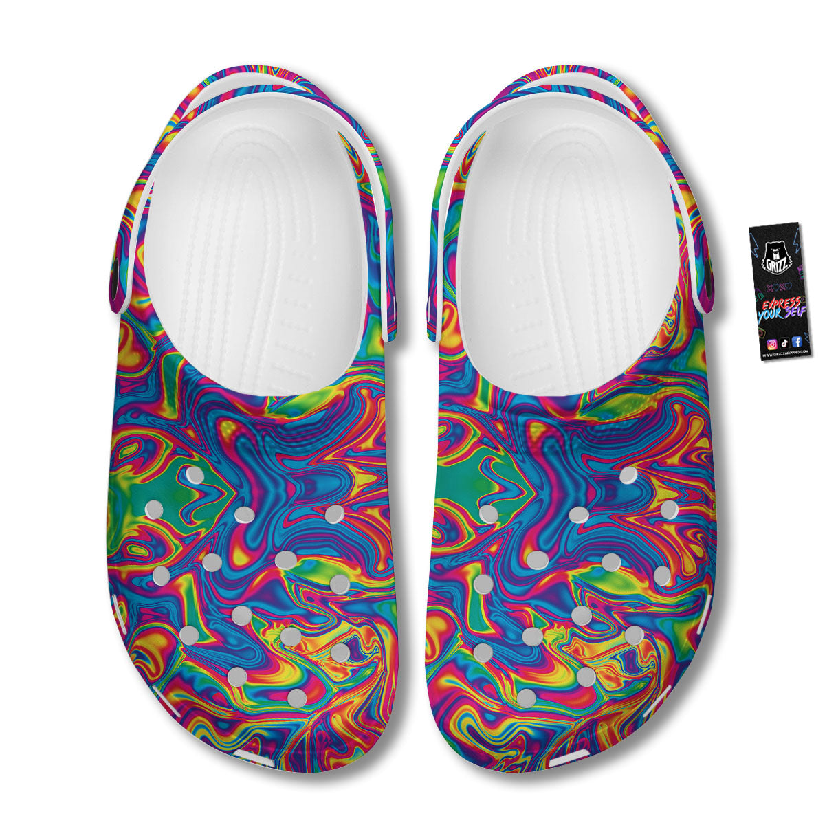 Acid Psychedelic Print Pattern Clog-grizzshop