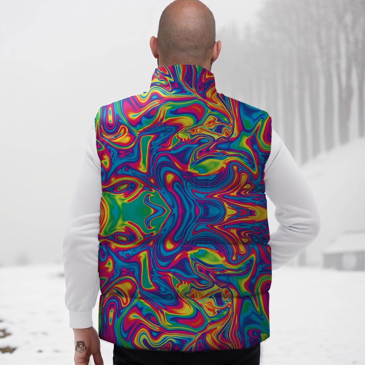 Acid Psychedelic Print Pattern Down Vest