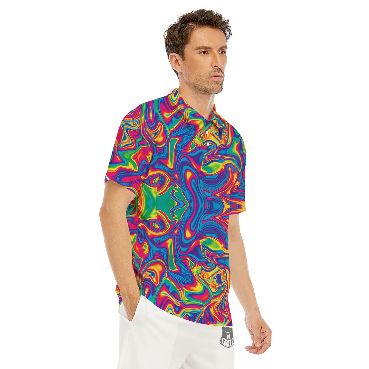 Acid Psychedelic Print Pattern Men's Golf Shirts-grizzshop