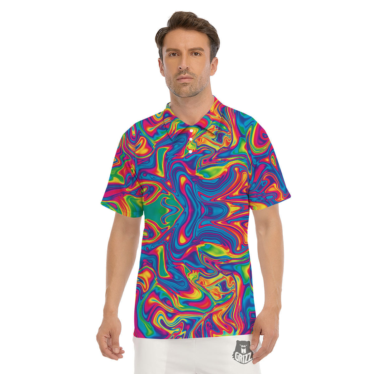 Acid Psychedelic Print Pattern Men's Golf Shirts-grizzshop
