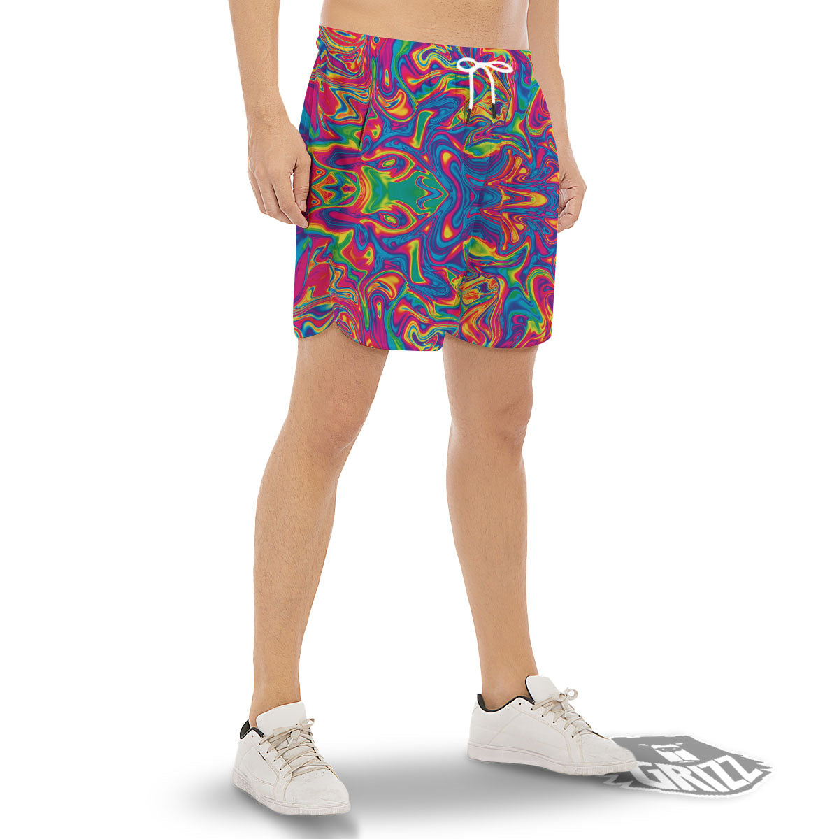 Acid Psychedelic Print Pattern Men's Gym Shorts-grizzshop