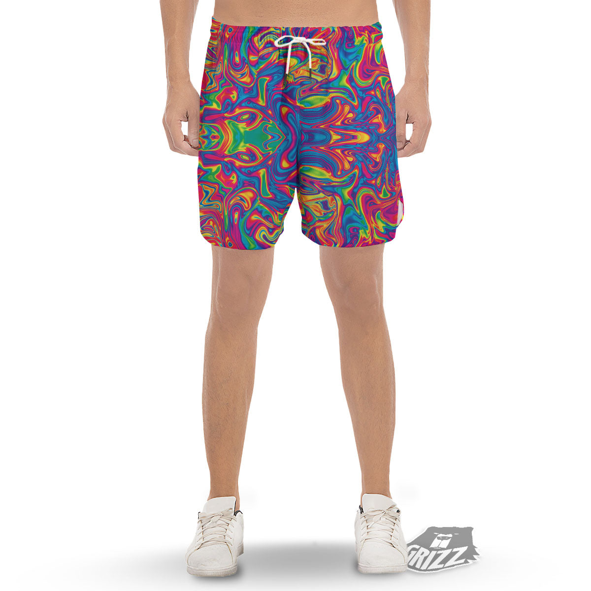 Acid Psychedelic Print Pattern Men's Gym Shorts-grizzshop