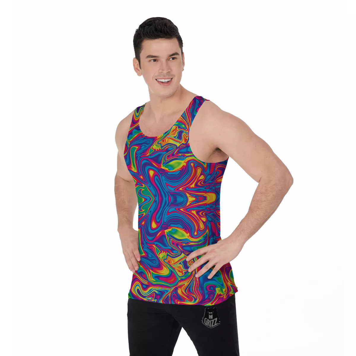 Acid Psychedelic Print Pattern Men's Tank Top-grizzshop