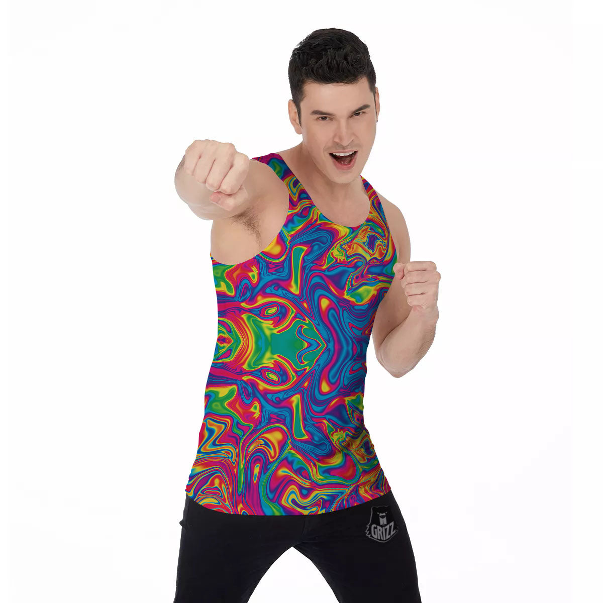 Acid Psychedelic Print Pattern Men's Tank Top-grizzshop