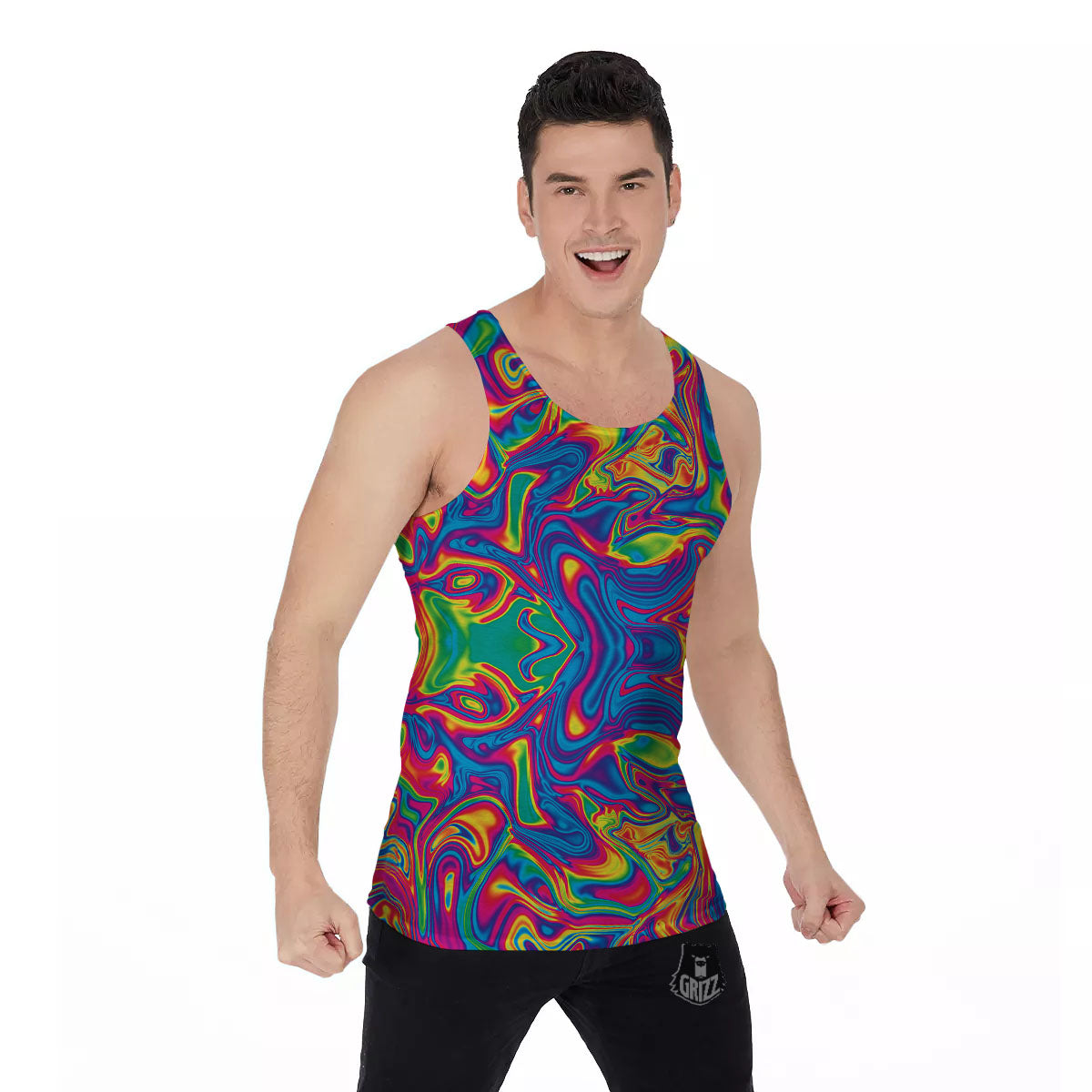 Acid Psychedelic Print Pattern Men's Tank Top-grizzshop